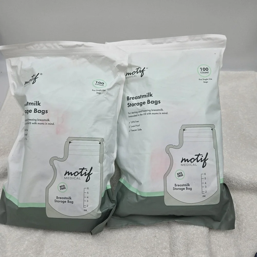 Lot of 2 Motif Medical Breastmilk Storage Bags 8 oz 100 Count BPA Free 200 Bags